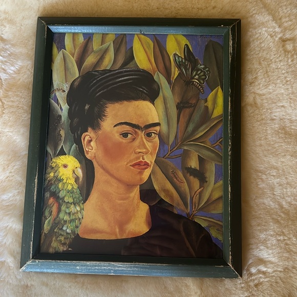 Frida Kahlo Self Portrait 1947- Mexico Creature Amigos 1 Wooden Frame Realism - Picture 2 of 6